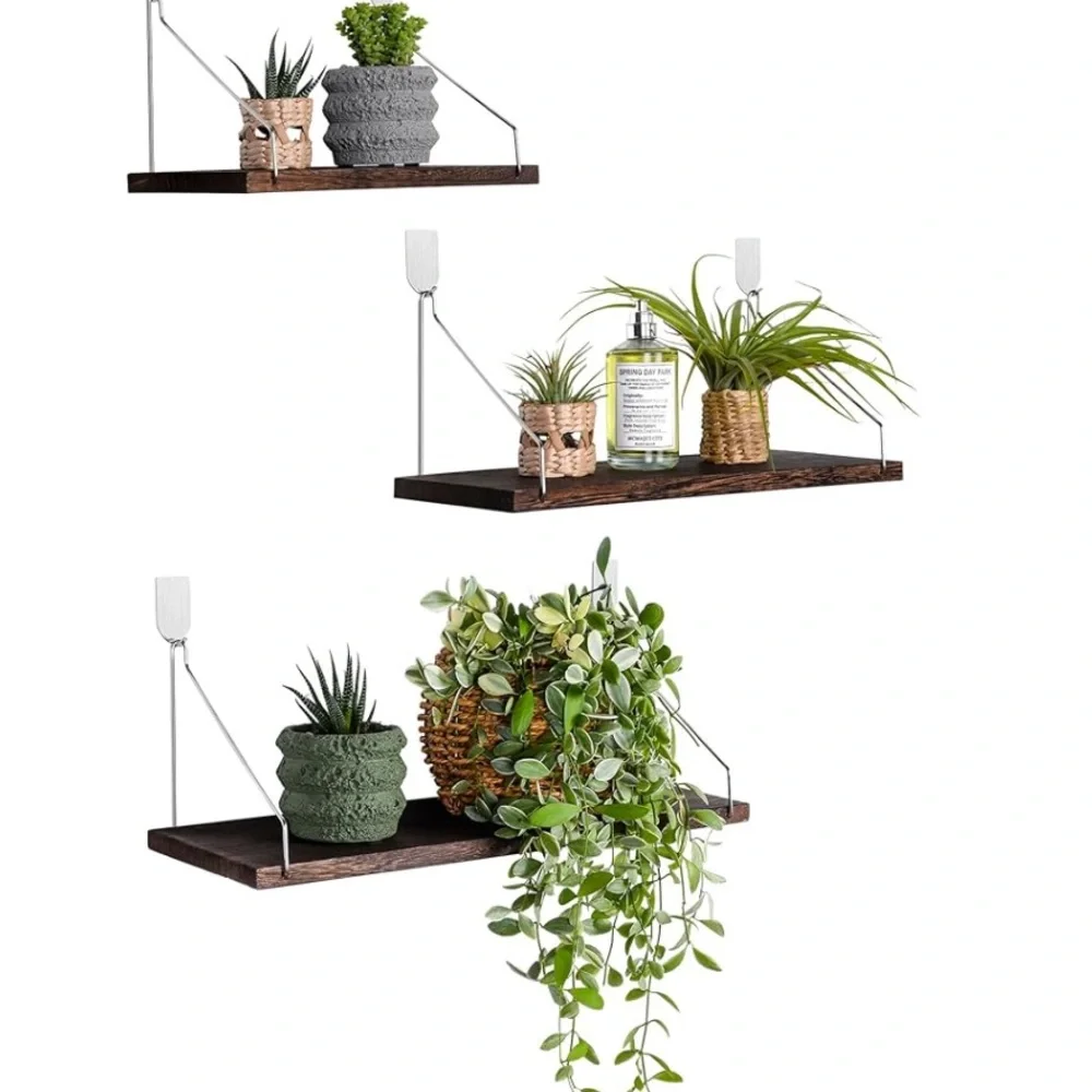 Floating Shelves Set of 3 Rustic Solid Wood